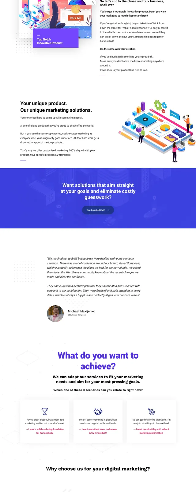 Baw Agency Landing Page, playful, 3d-render, vibrant