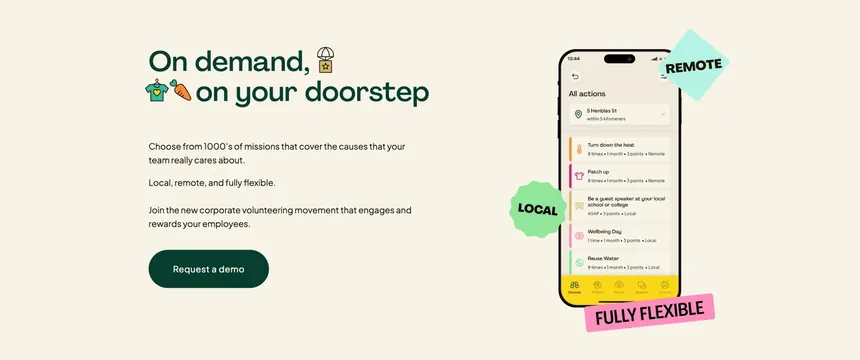 Be On Hand missions app feature, playful, minimal, light