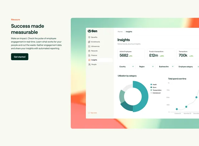 Ben Measure insights split feature, minimal, light-mode, light