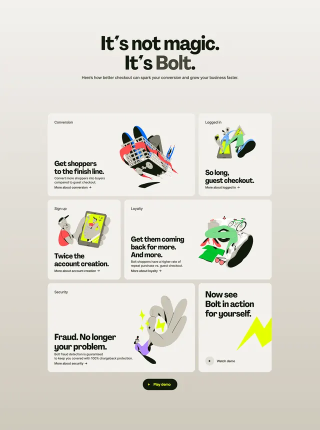 Bolt bento about section, minimal, illustrated, light