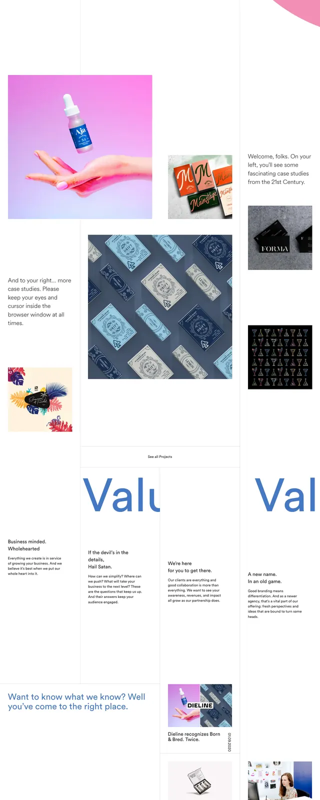 Born & Bred editorial agency page, editorial, minimal, light