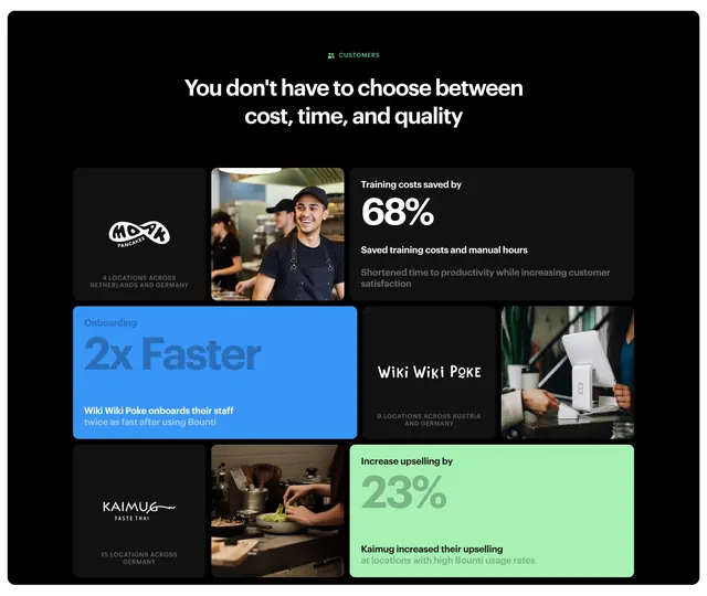 Bounti Value Proposition Section, dark-mode, minimal, dark