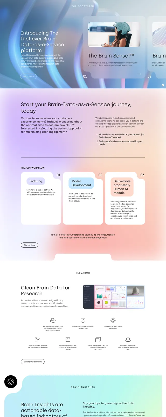 Brain Space Gradient Landing Page, gradient-heavy, 3d-render, light