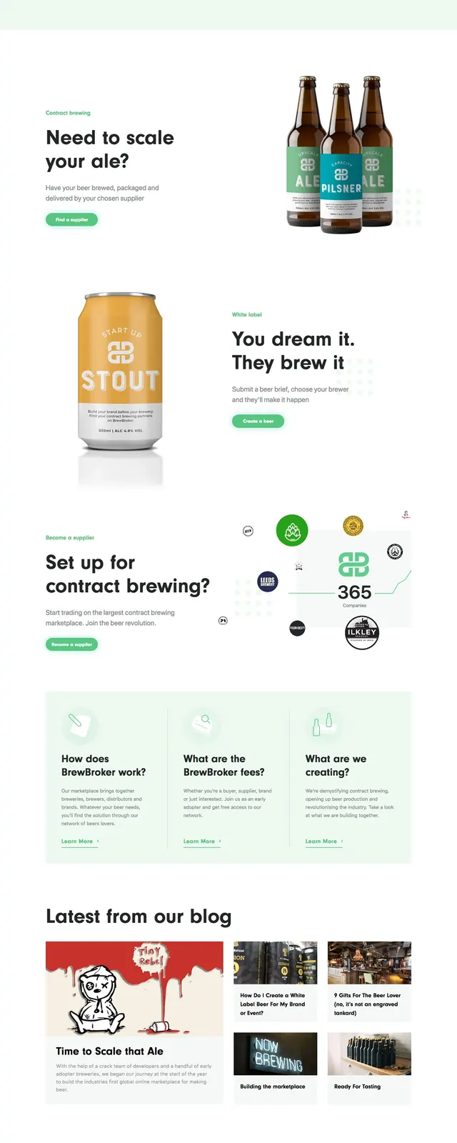 BrewBroker Marketplace Landing Page, editorial, corporate-clean, light