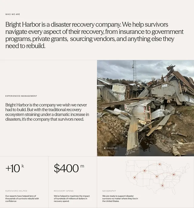 Bright Harbor about metrics section, editorial, minimal, light