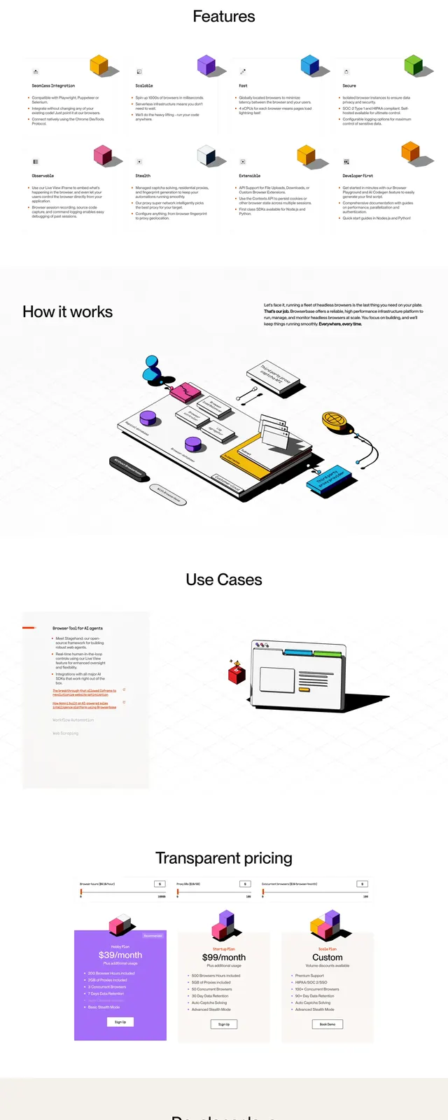 Browserbase Landing Page, minimal, swiss, light