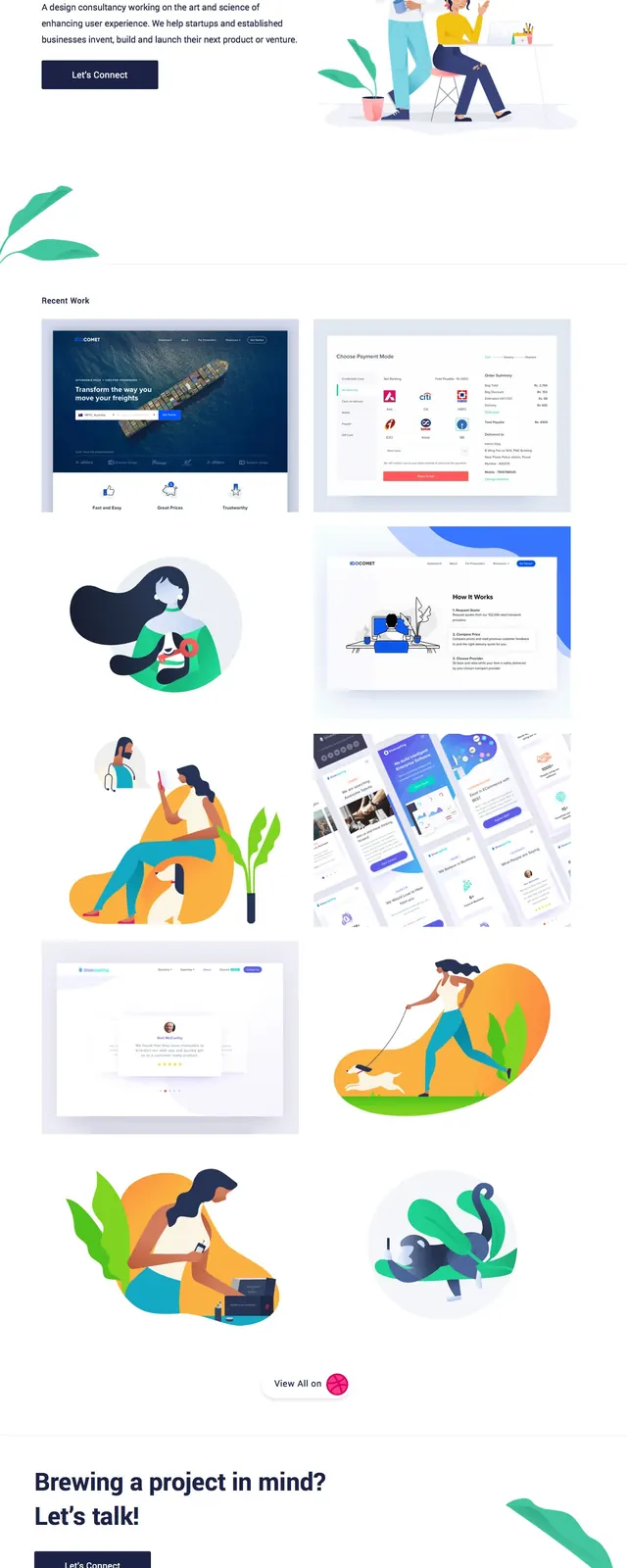 Brucira agency portfolio, illustrated, minimal, light