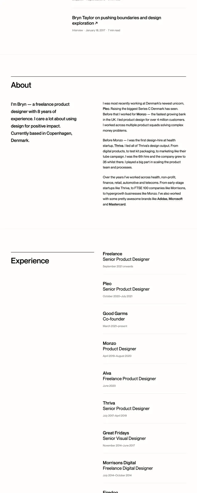 Minimal freelance portfolio, minimal, editorial, light