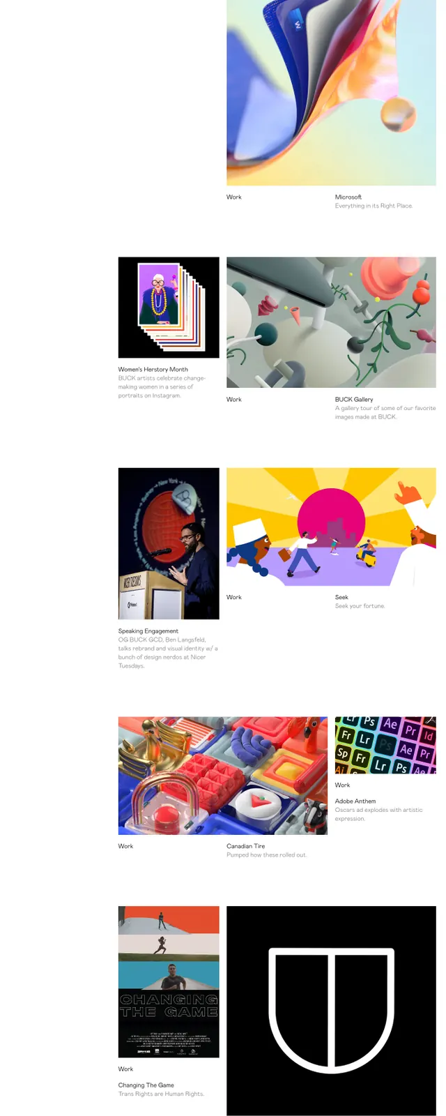 Buck editorial agency homepage, minimal, editorial, light