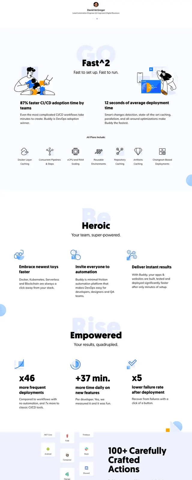Buddy Works SaaS landing page, light-mode, minimal, light