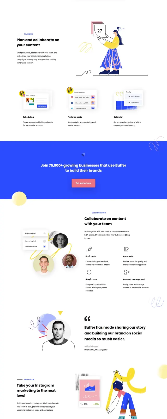 Buffer Marketing Landing Page, corporate-clean, illustrated, light