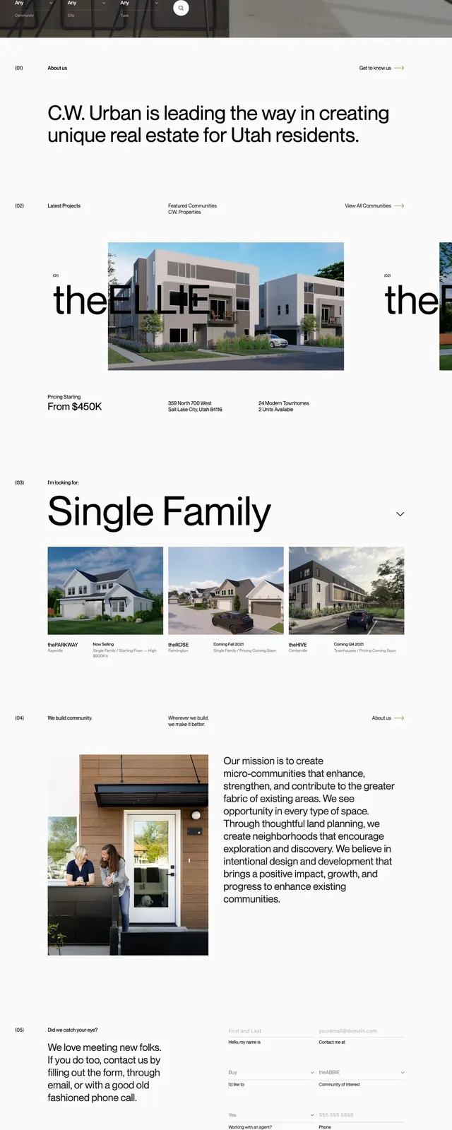 C.W. Urban Real Estate Hero, minimal, editorial, light