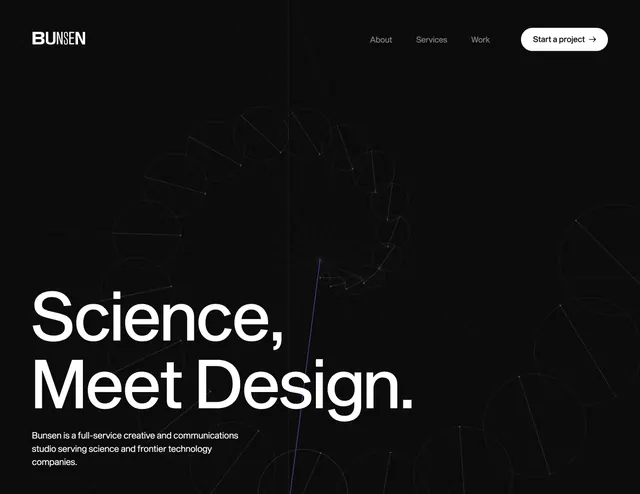 Bunsen science hero, minimal, dark-mode, dark