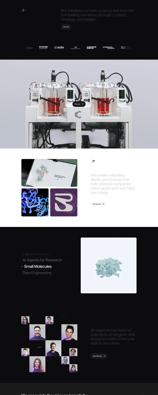 Bunsenstudio Dark Science Hero, dark-mode, editorial, dark