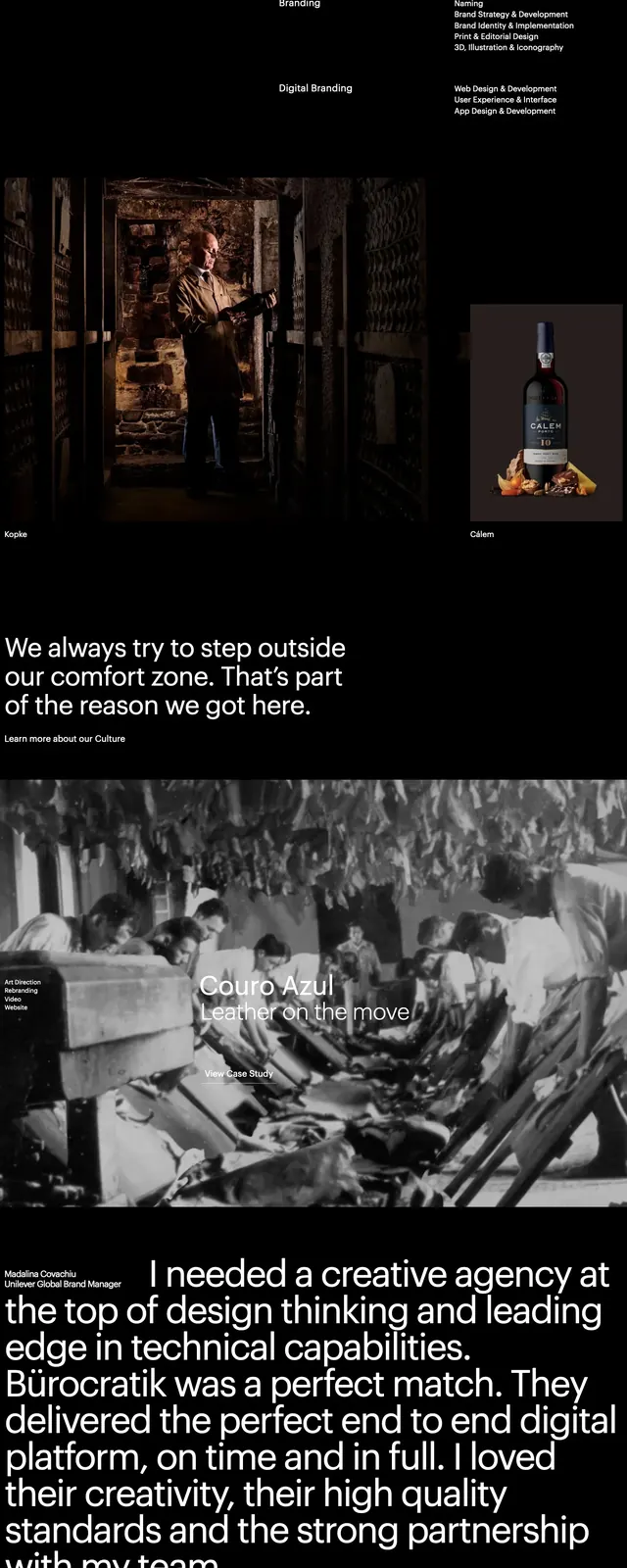 Burocratik monochrome editorial landing page, editorial, monochrome, dark