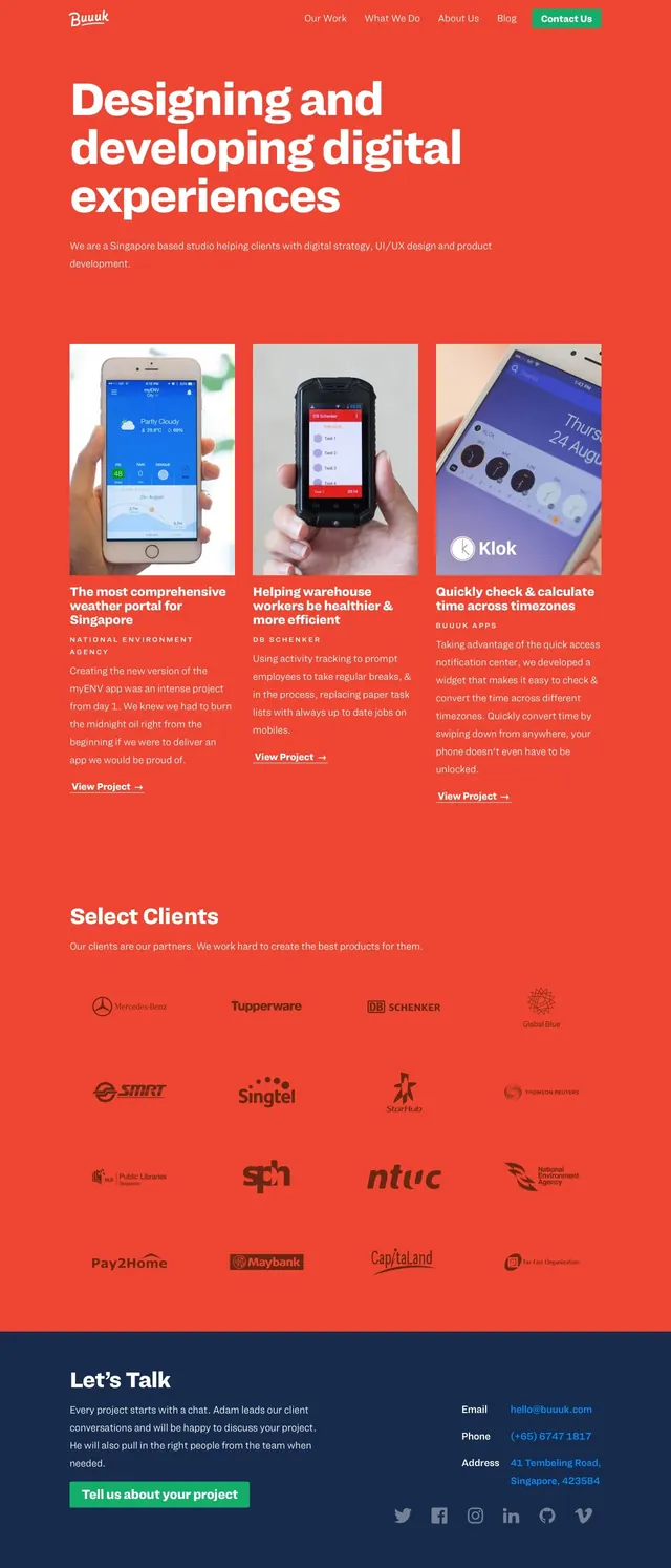 Buuuk Bold Agency Landing Page, editorial, corporate-clean, warm