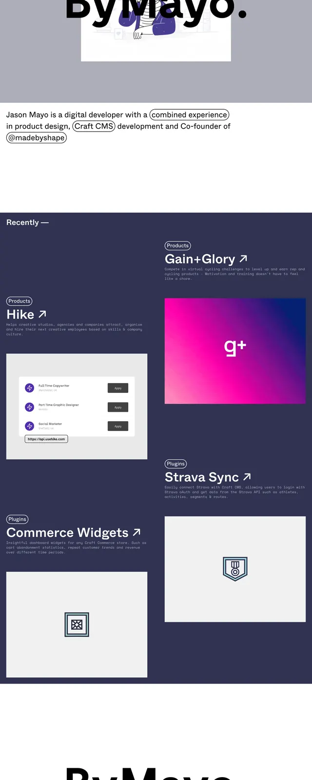 ByMayo portfolio site, editorial, minimal, light