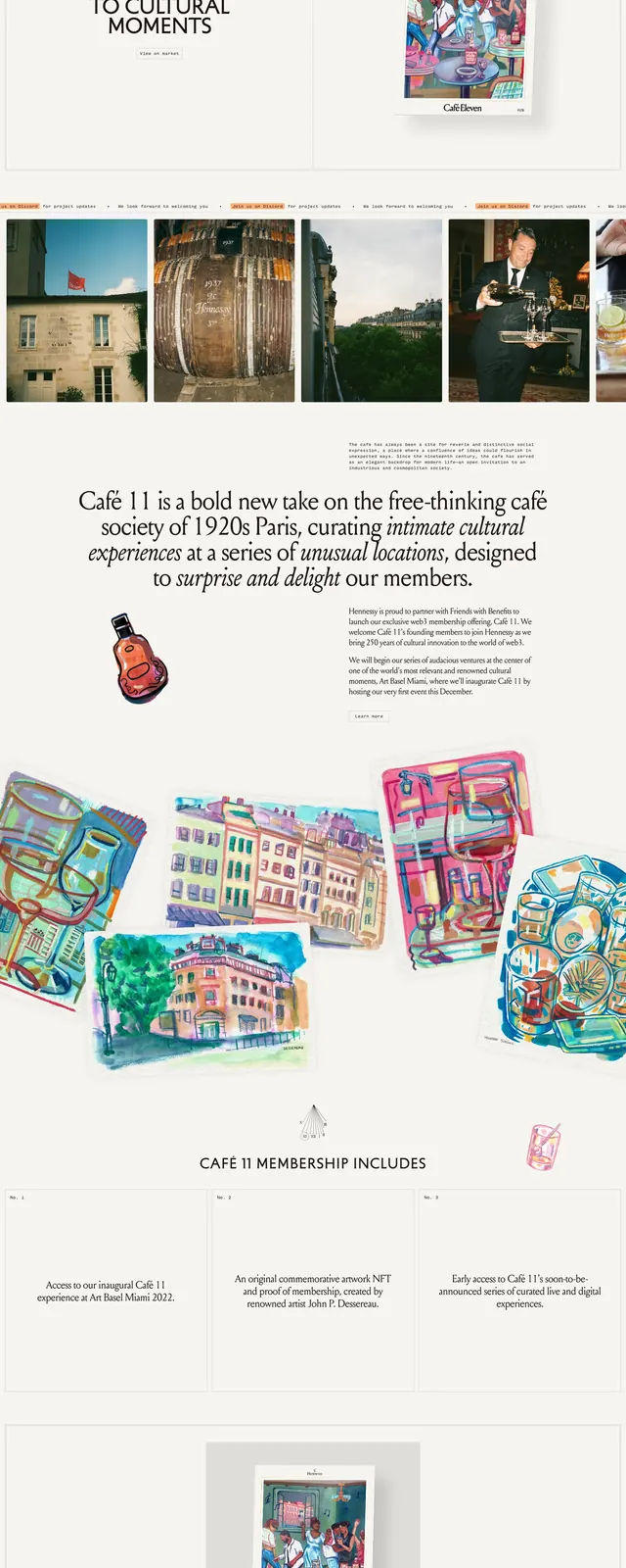 Cafe11 Cultural Landing Page, editorial, illustrated, light
