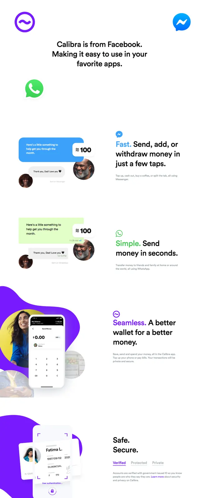 Calibra Wallet Landing Page, gradient-heavy, playful, vibrant