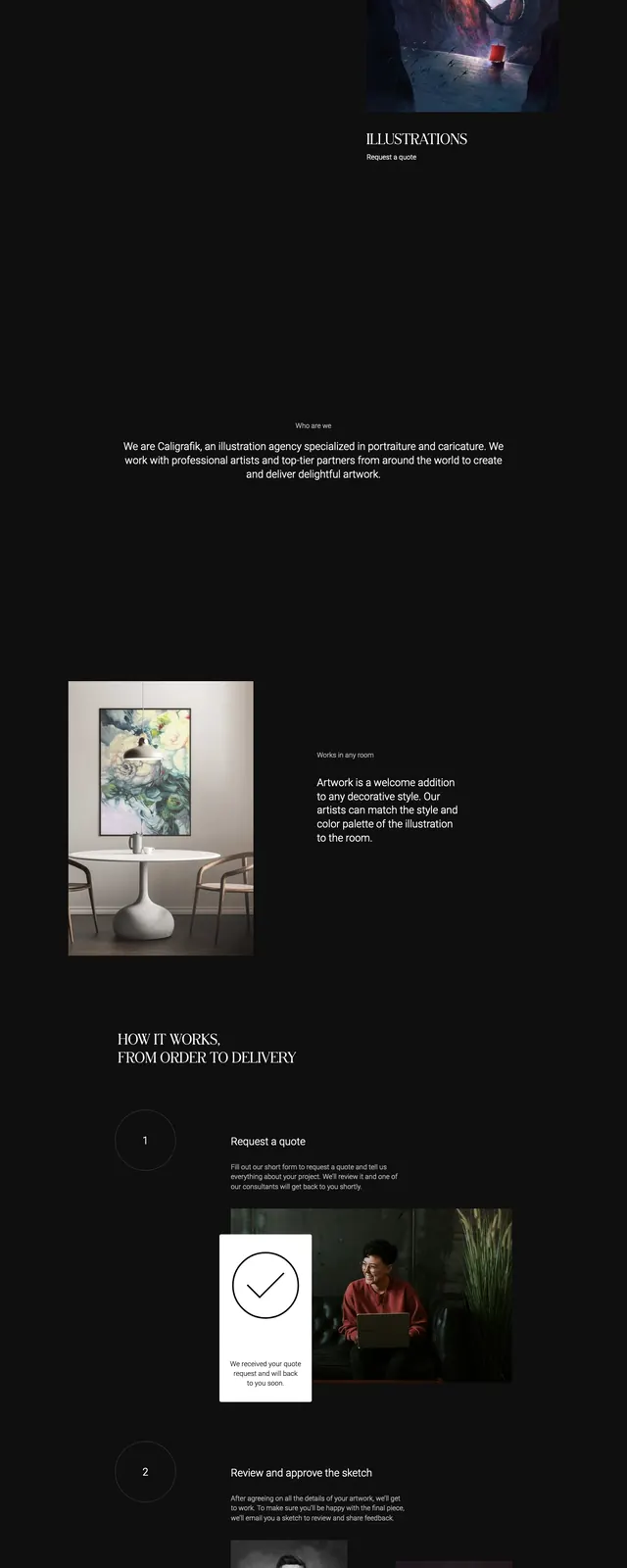 Dark Luxury Art Landing Page, luxury, editorial, dark