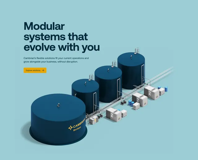 Cambrian modular systems isometric hero, minimal, light-mode, light