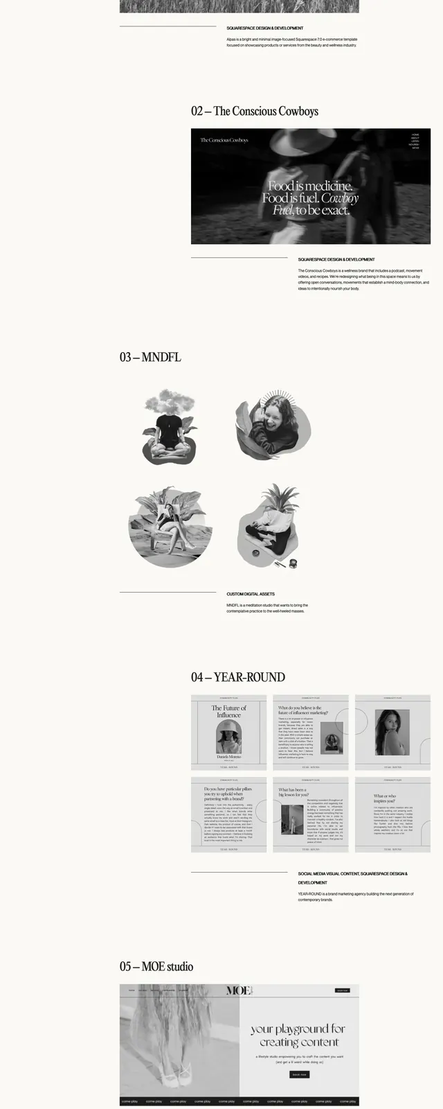 Camille Luang portfolio homepage, editorial, minimal, light