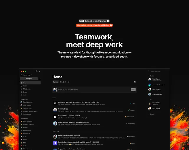 Campsite Hero Section, dark-mode, minimal, dark