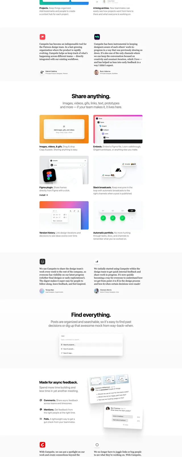 Campsite landing page hero, minimal, light-mode, light