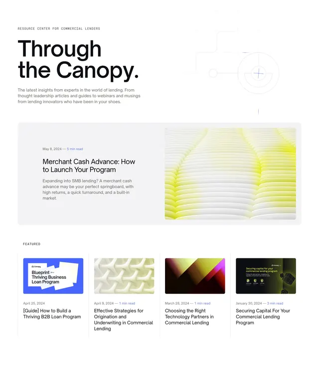 Canopy blog resource center header, light-mode, minimal, light