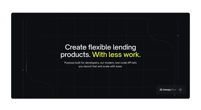 Canopy developer docs CTA band, dark-mode, minimal, dark