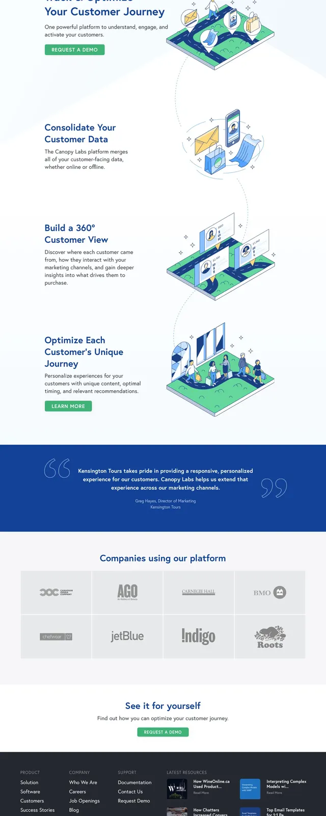 Canopy Labs Journey Hero, corporate-clean, illustrated, light