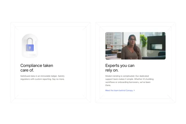 Canopy OS compliance and support feature cards, minimal, light-mode, light