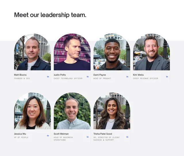 Canopy leadership team grid, light-mode, minimal, light