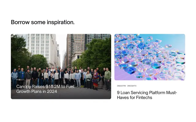 Canopy blog inspiration two-card section, minimal, light-mode, light