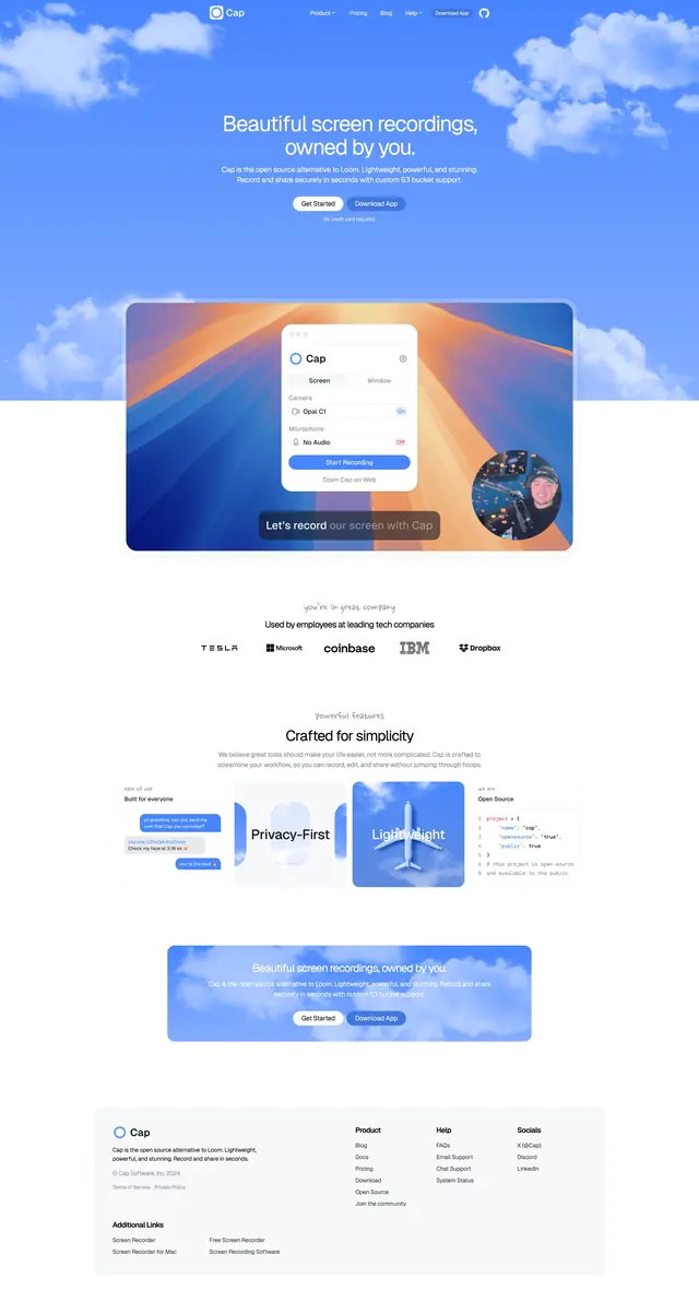 Cap landing page hero, gradient-heavy, light-mode, light