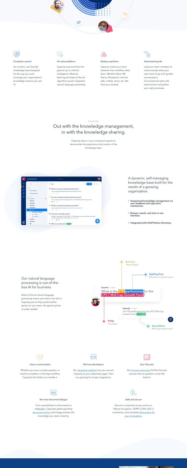 Capacity AI Hero, corporate-clean, gradient-heavy, dark