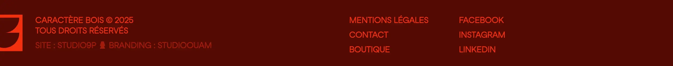 Caractere Bois burgundy footer bar, minimal, dark-mode, dark