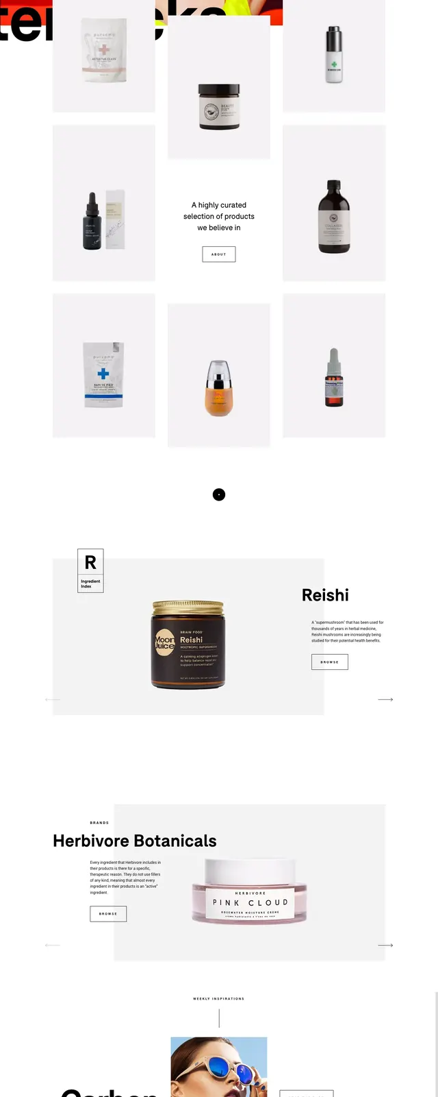 Carbon Beauty Editorial Shop, editorial, minimal, light