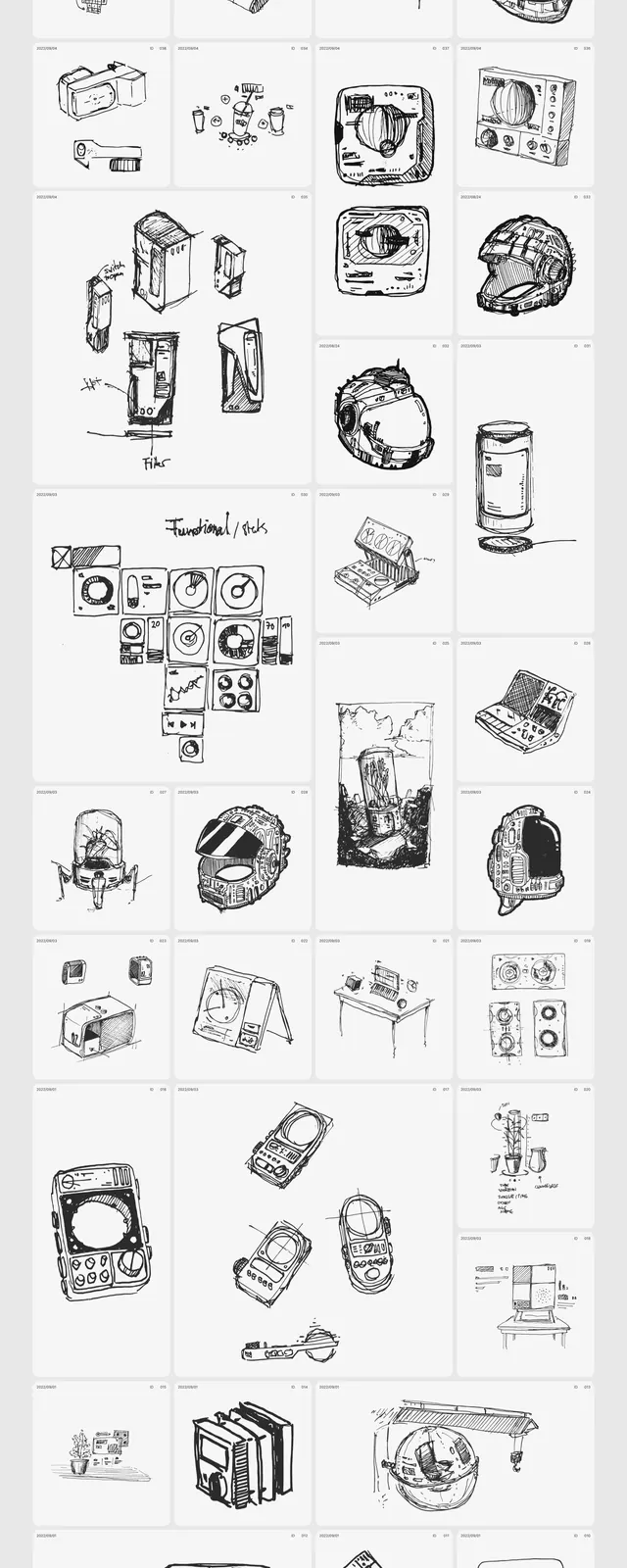 Illustrated sketch gallery, illustrated, line-art, light