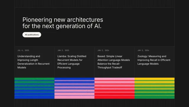 Cartesia publications resource grid, dark-mode, technical, dark