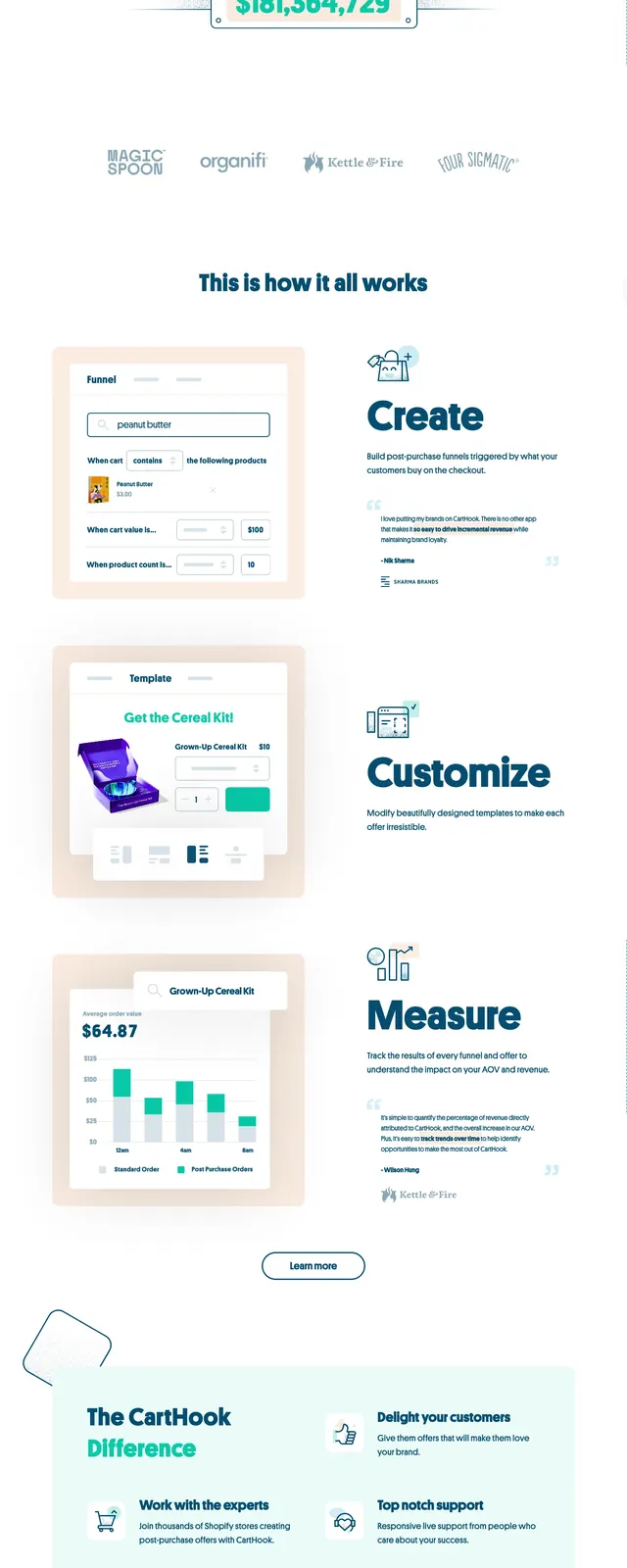 CartHook ecommerce hero page, playful, illustrated, light