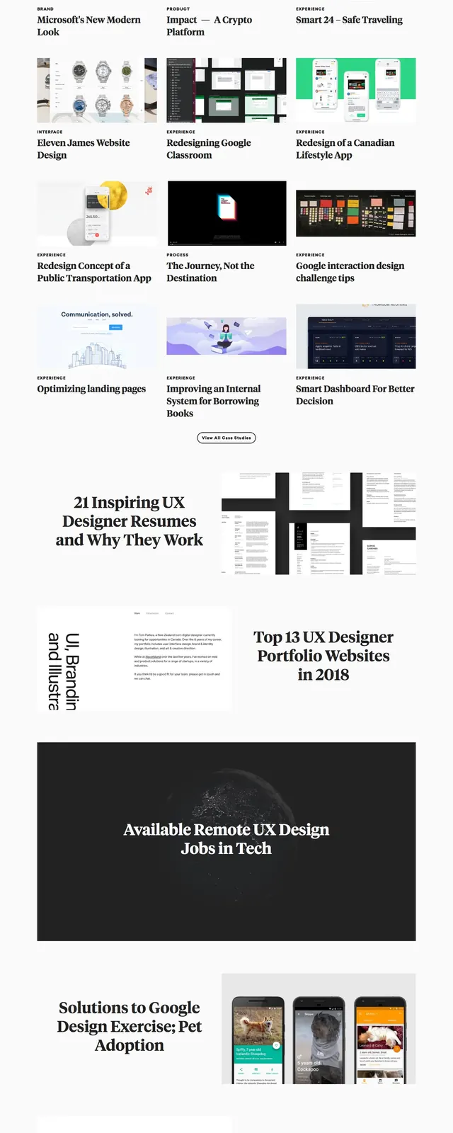 Case Study Club editorial case-study homepage, minimal, editorial, light