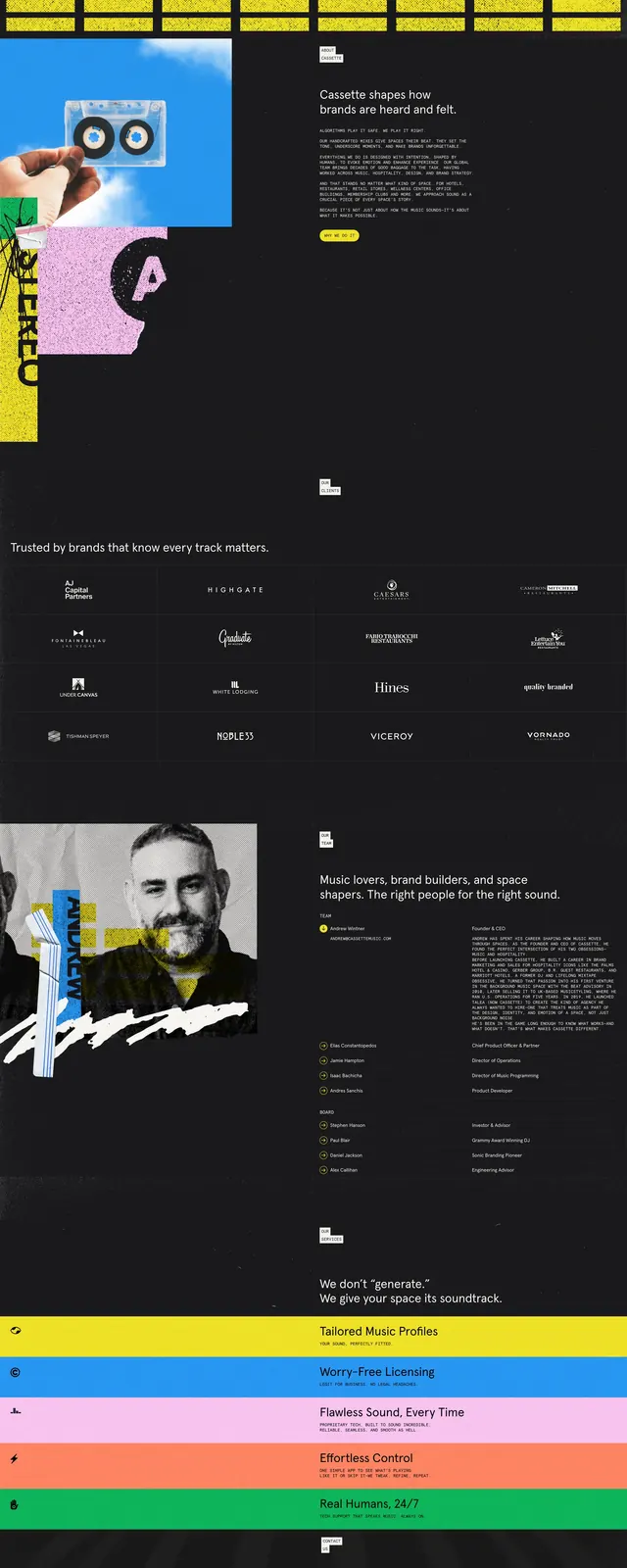Cassette Music Hero, editorial, brutalist, dark