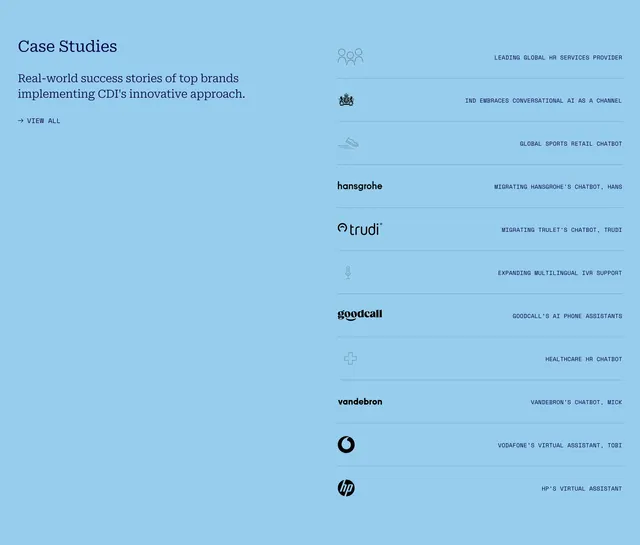 CDI case studies list on sky blue, minimal, light-mode, light