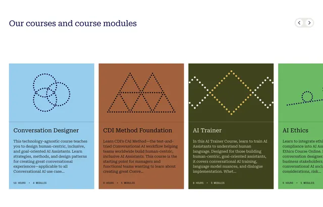 CDI course module carousel cards, minimal, light-mode, light