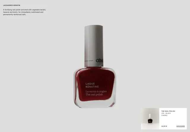 Cenee keratin nail polish hero detail, minimal, light-mode, light