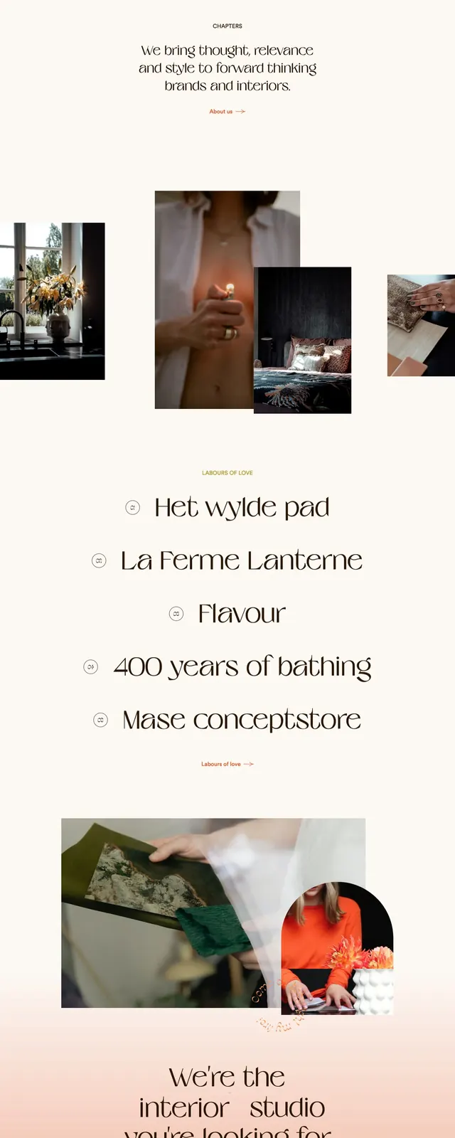 Chapters Studio editorial homepage, editorial, luxury, light