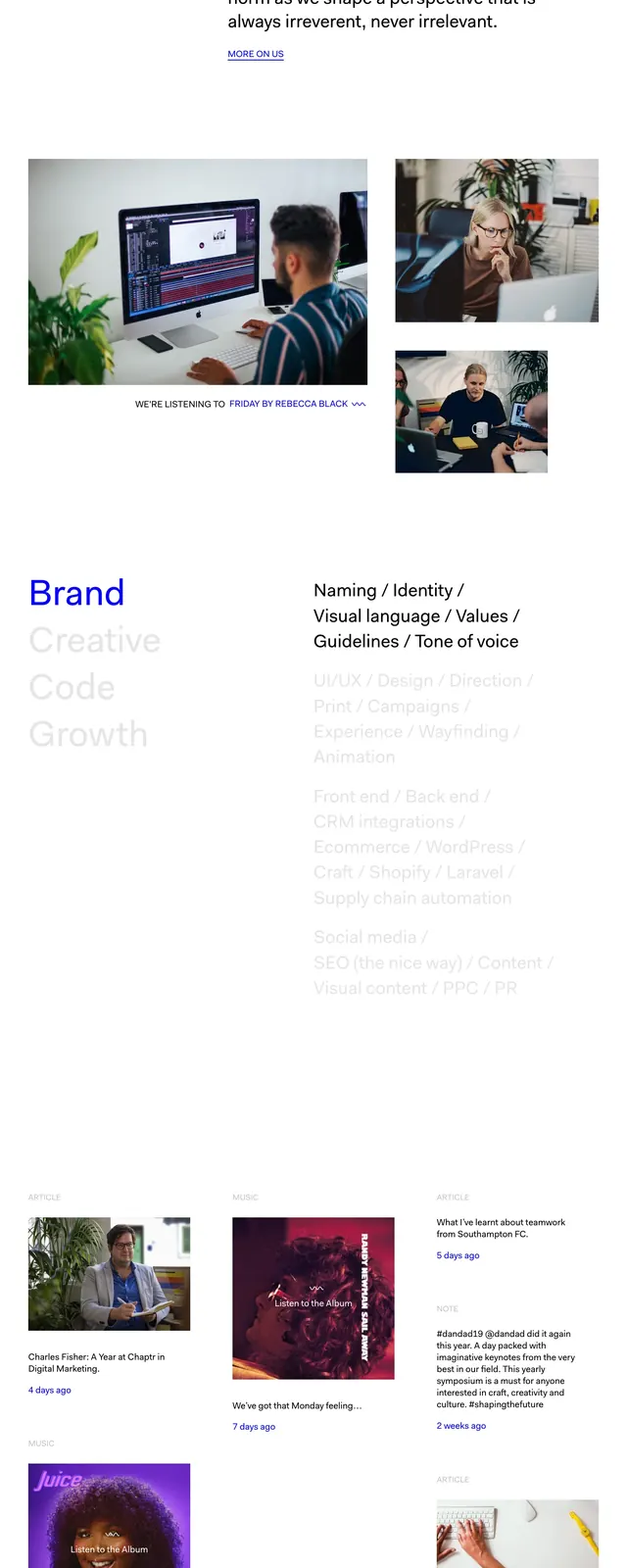 Chaptr Studio editorial homepage, minimal, editorial, light