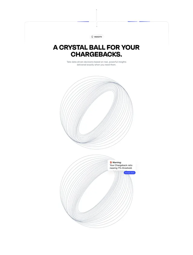 Chargeflow insights wireframe spheres hero, minimal, light-mode, light