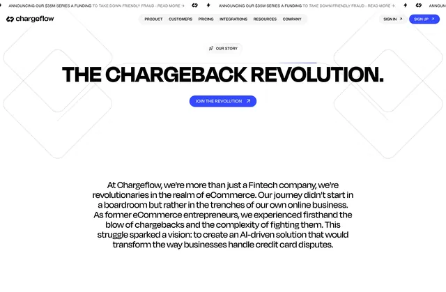 Chargeflow our story revolution hero, minimal, light-mode, light